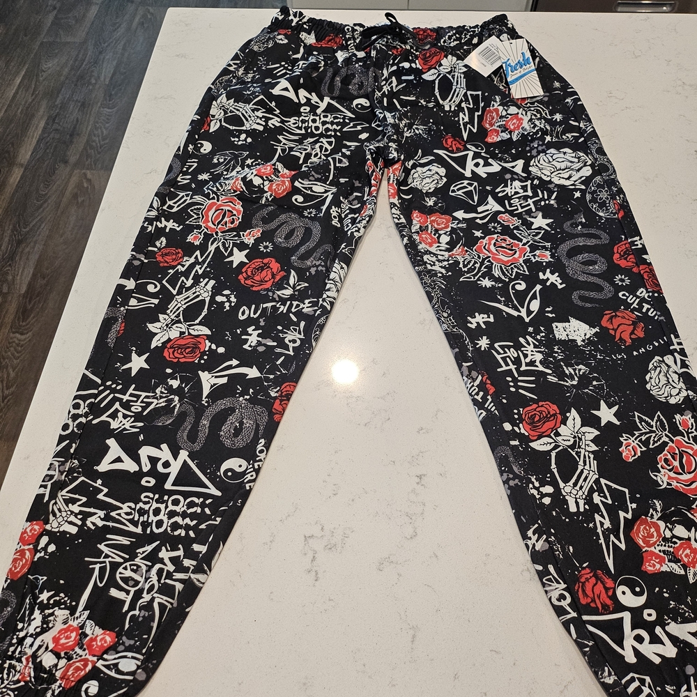 Stylish Black and Red Graphic Women Jeans